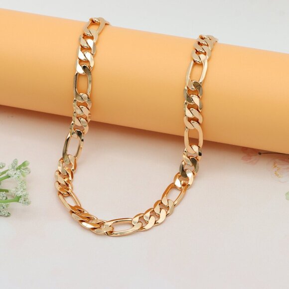 Chunky Figaro Chain Rose Gold Necklace, XPNL0251 - Picture 1 of 12